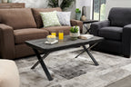 Astana 48" Rustic Coffee Table - Brown with Black Iron Legs|Table à café rustique Astana de 48 po - brune avec pattes en fer noir