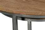 Veranasi 30" Rustic Round Nesting Coffee Tables - Washed Light Brown Wood Top and Iron Legs|Tables à café gigognes rondes rustiques Veranasi de 30 po - dessus en bois brun clair délavé et pattes en fer