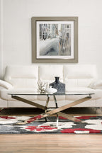 Zila 48" Modern Round Glass Top Coffee Table - Silver with Stainless Steel Base|Table à café ronde moderne Zila de 48 po avec dessus en verre - argentée avec base en acier inoxydable