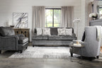 Made in Canada Bellmont 89" Chenille Fabric Sofa with Reversible Cushions and Wood Legs - Charcoal Grey | Sofa Bellmont de 89 po fabriqué au Canada en tissu de chenille avec coussins réversibles et pattes en bois - gris anthracite