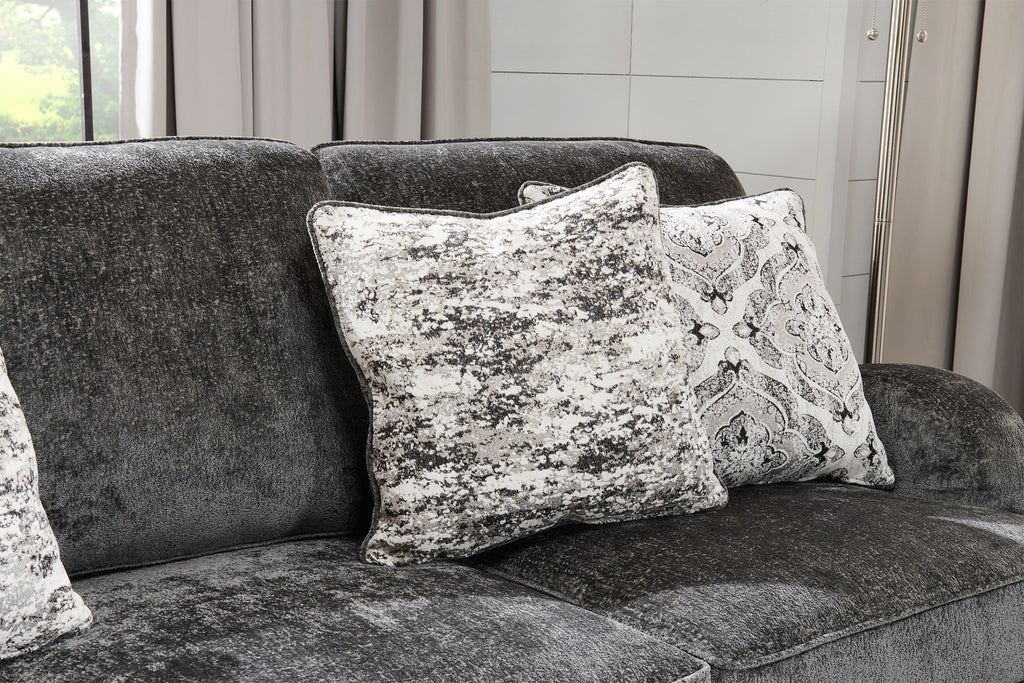 Made in Canada Bellmont 89" Chenille Fabric Sofa with Reversible Cushions and Wood Legs - Charcoal Grey | Sofa Bellmont de 89 po fabriqué au Canada en tissu de chenille avec coussins réversibles et pattes en bois - gris anthracite