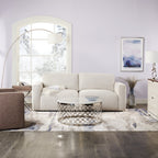 Belle 36" Glam Round Sofa Table - White Marble Top with Stainless Steel Base|Table de salon ronde somptueuse Belle de 36 po - dessus en marbre blanc avec base en acier inoxydable