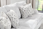 Made in Canada Bellmont 89" Chenille Fabric Sofa with Reversible Cushions and Wood Legs - Platinum Grey | Sofa Bellmont de 89 po fabriqué au Canada en tissu de chenille avec coussins réversibles et pattes en bois - gris platine