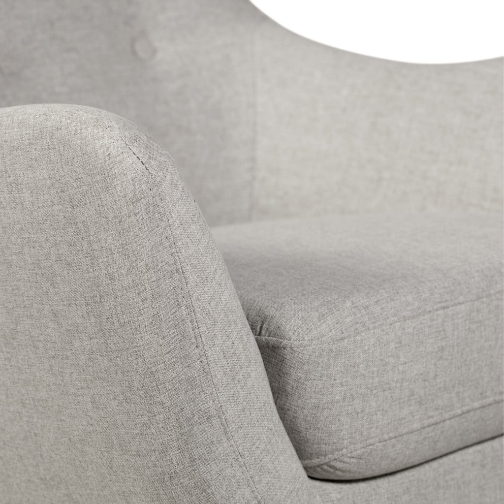Calla 73.62" Linen-Look Fabric Condo  Size Sofa with Button Tufting and Wood Legs - Light Grey | Sofa Calla de 73,62 po de format condo en tissu d’apparence lin avec capitonnage et pattes en bois - gris clair