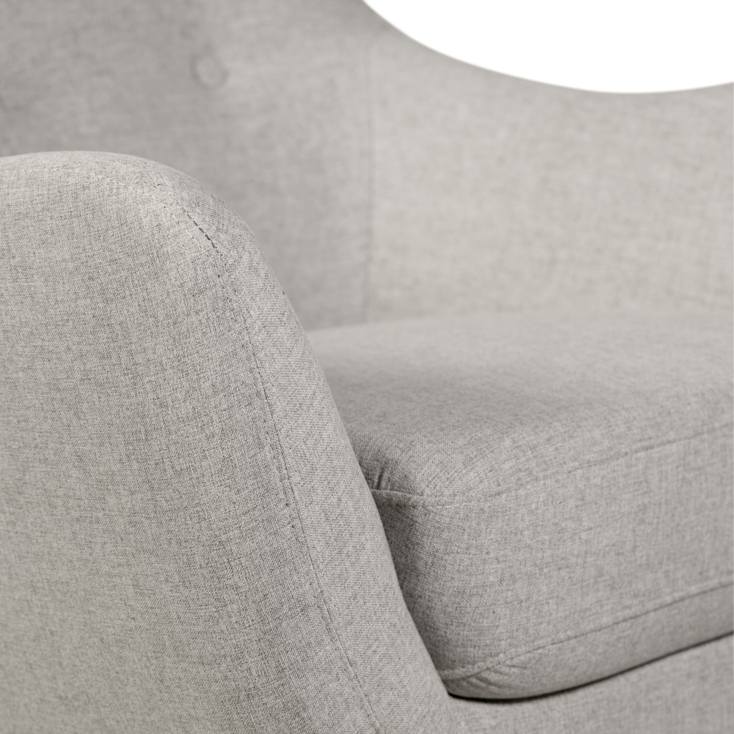 Calla 73.62" Linen-Look Fabric Condo  Size Sofa with Button Tufting and Wood Legs - Light Grey | Sofa Calla de 73,62 po de format condo en tissu d’apparence lin avec capitonnage et pattes en bois - gris clair