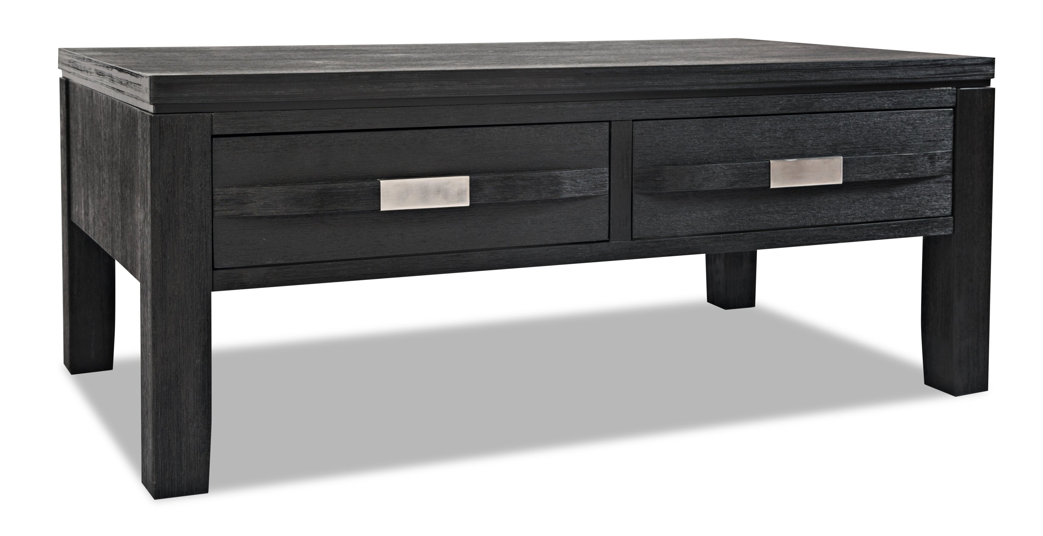 Bronx 48" Rustic Lift Top Coffee Table with Storage, Shelf and Casters - Charcoal Wood|Table à café rustique Bronx de 48 po avec dessus relevable, rangement, tablette et roulettes - bois anthracite