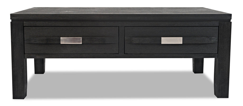Bronx 48" Rustic Lift Top Coffee Table with Storage, Shelf and Casters - Charcoal Wood|Table à café rustique Bronx de 48 po avec dessus relevable, rangement, tablette et roulettes - bois anthracite