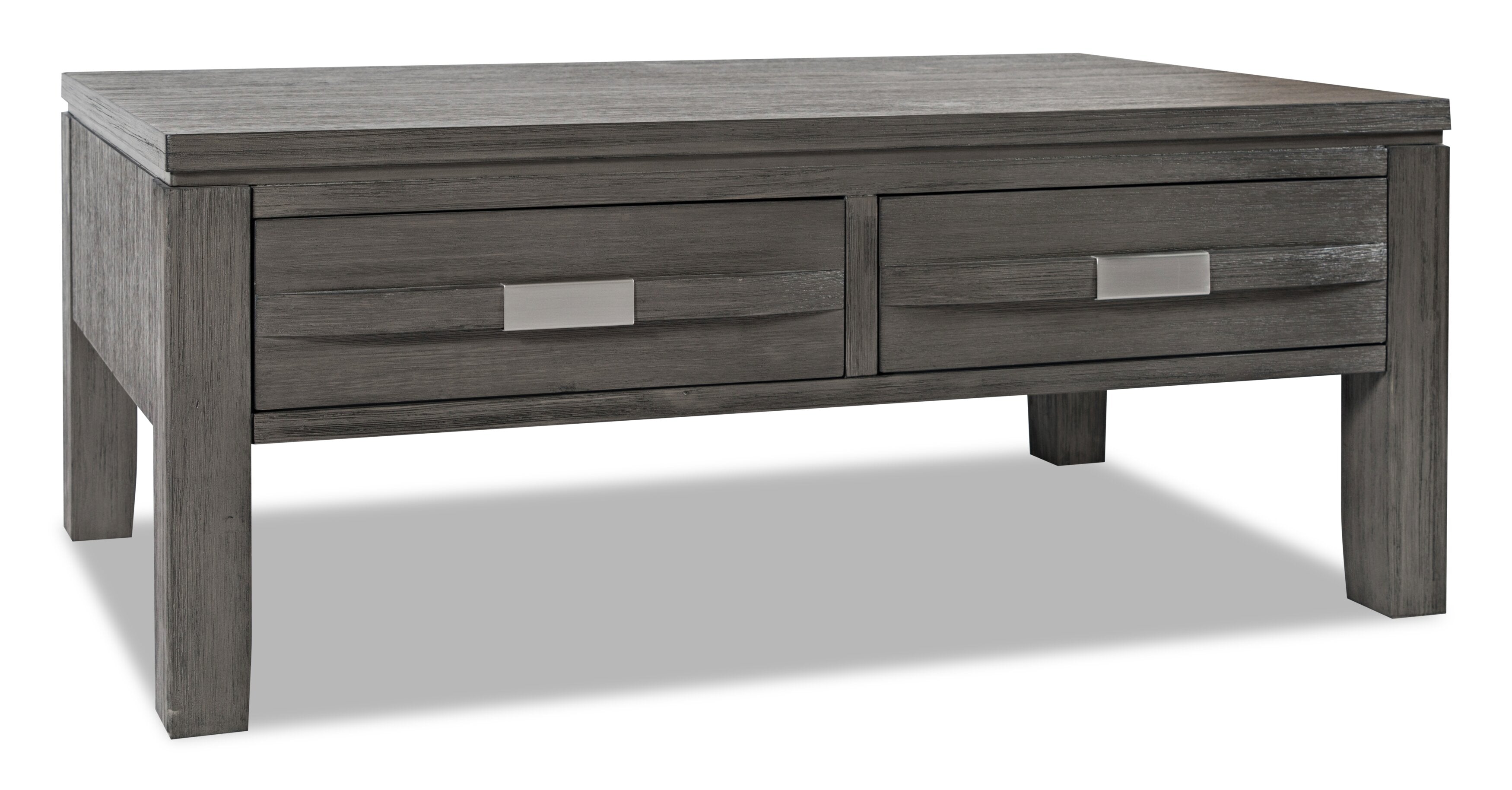 Bronx 48" Rustic Lift Top Coffee Table with Storage, Shelf and Casters - Grey Wood|Table à café rustique Bronx de 48 po avec dessus relevable, rangement, tablette et roulettes - bois gris