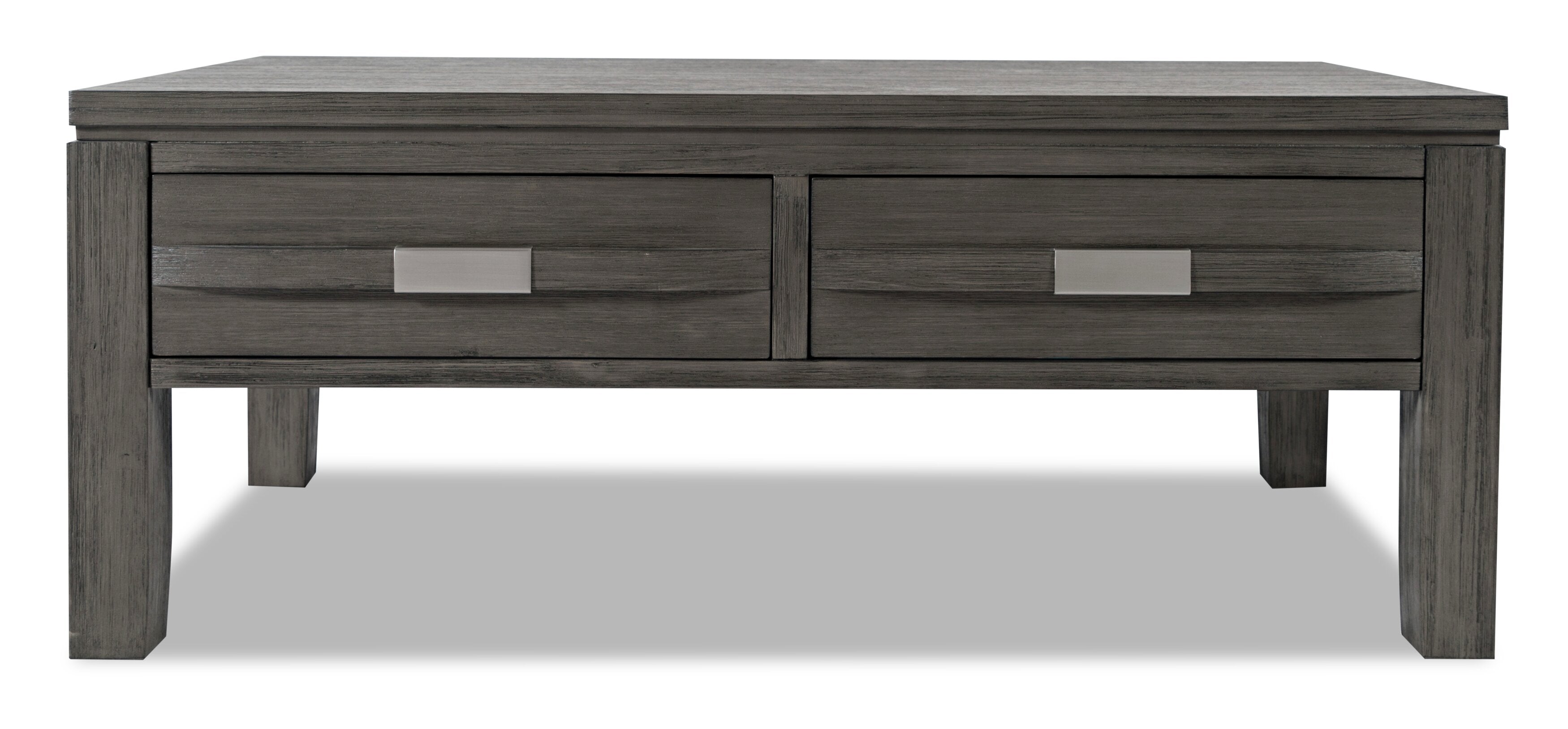 Bronx 48" Rustic Lift Top Coffee Table with Storage, Shelf and Casters - Grey Wood|Table à café rustique Bronx de 48 po avec dessus relevable, rangement, tablette et roulettes - bois gris
