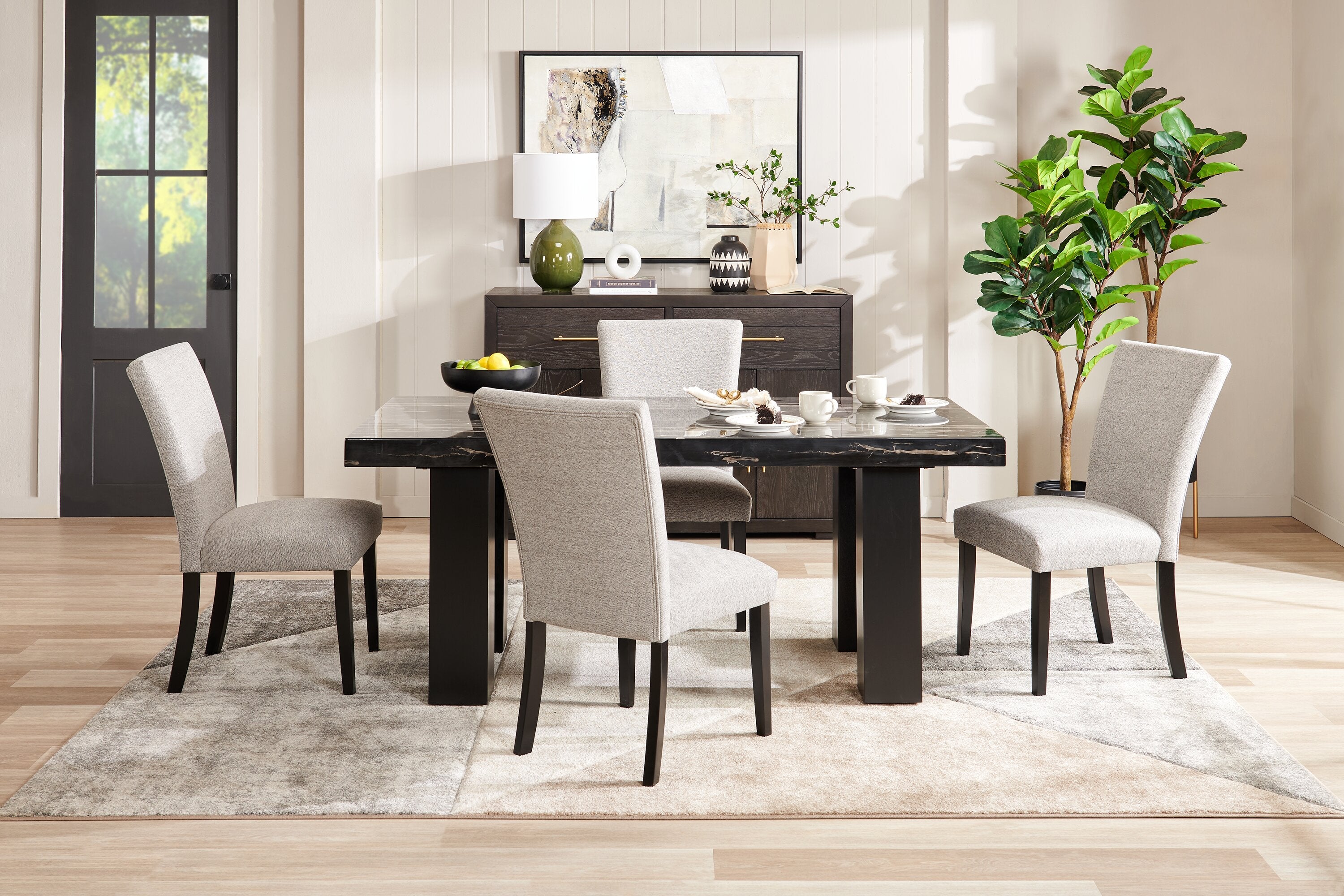 Burk Dining Table with Epoxy Resin Marble-Look Top, 72"W - Black | Table de salle à manger Burk de 72 po (L) avec dessus en résine époxy en imitation de marbre - noire