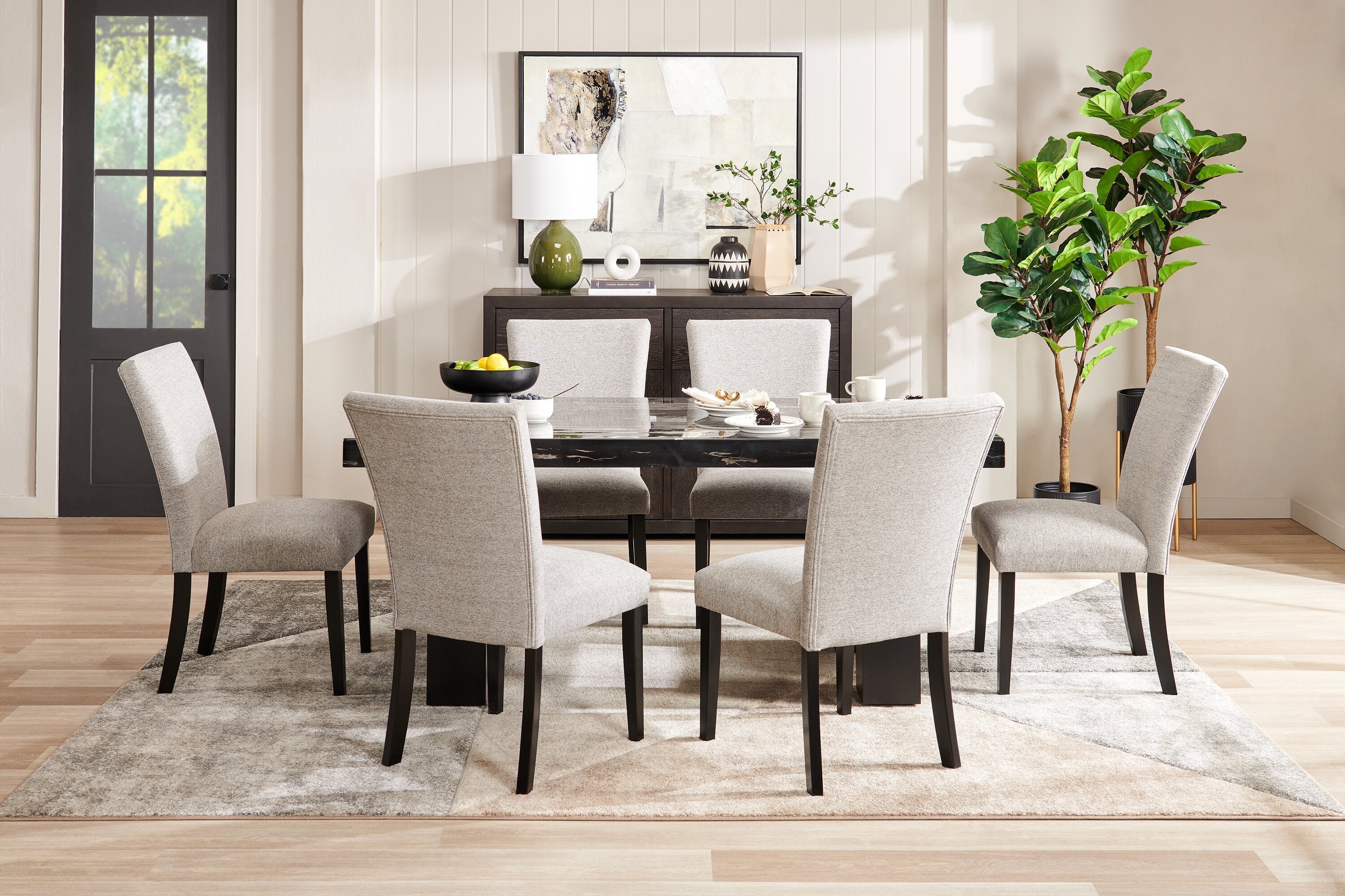 Burk Dining Table with Epoxy Resin Marble-Look Top, 72"W - Black | Table de salle à manger Burk de 72 po (L) avec dessus en résine époxy en imitation de marbre - noire