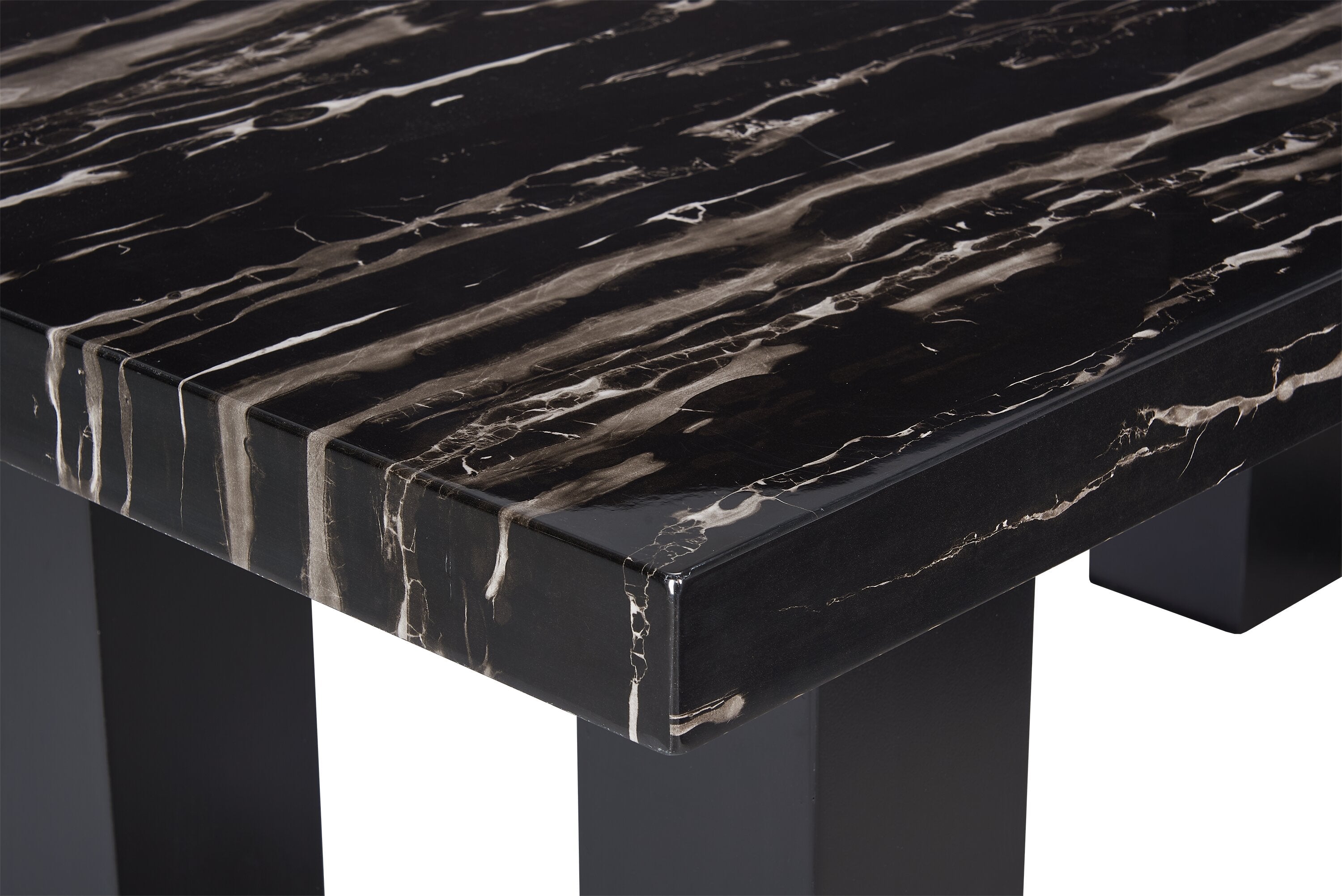 Burk Dining Table with Epoxy Resin Marble-Look Top, 72"W - Black | Table de salle à manger Burk de 72 po (L) avec dessus en résine époxy en imitation de marbre - noire