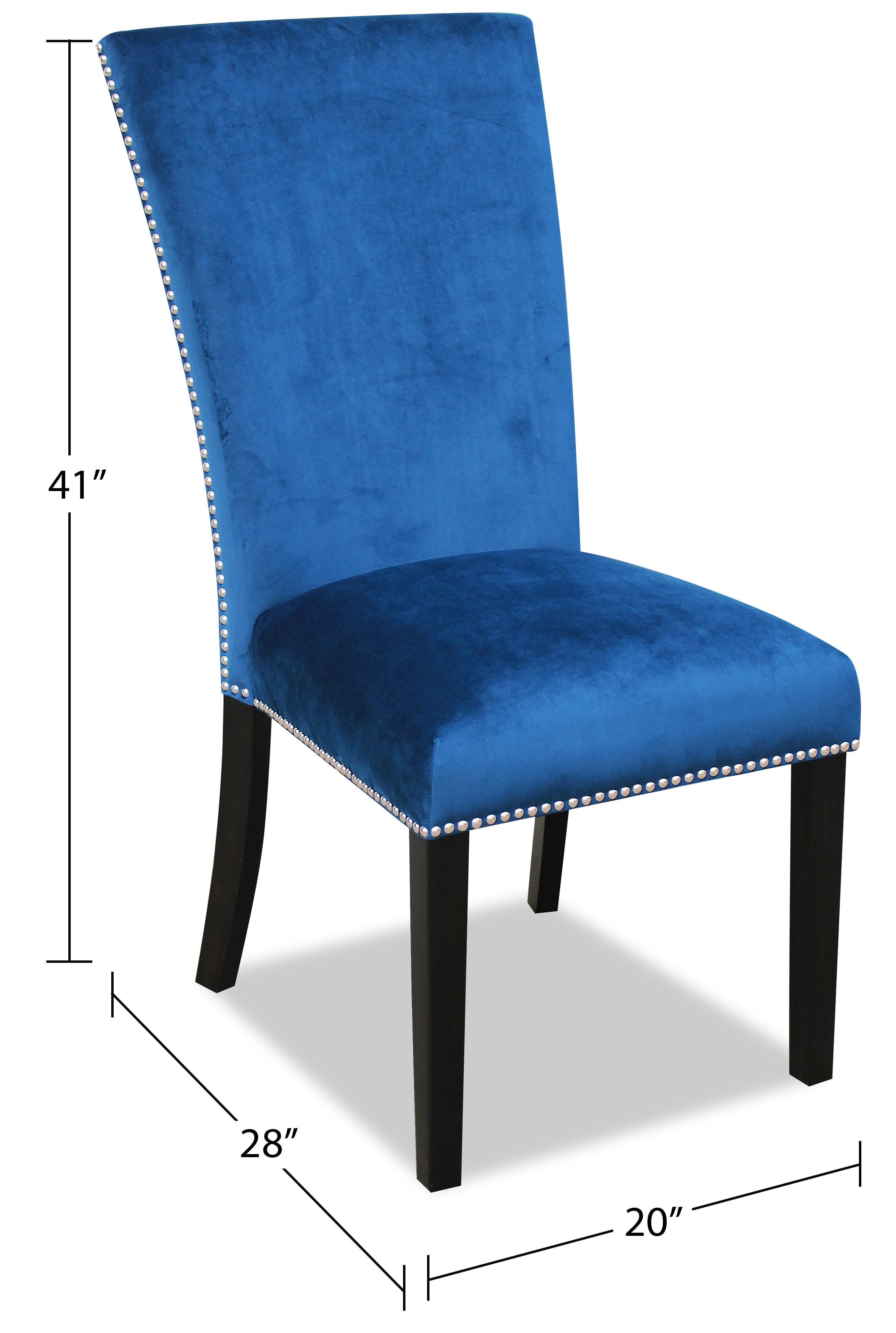 Cami Dining Chair with Velvet Fabric - Blue | Chaise de salle à manger Cami en tissu de velours - bleue