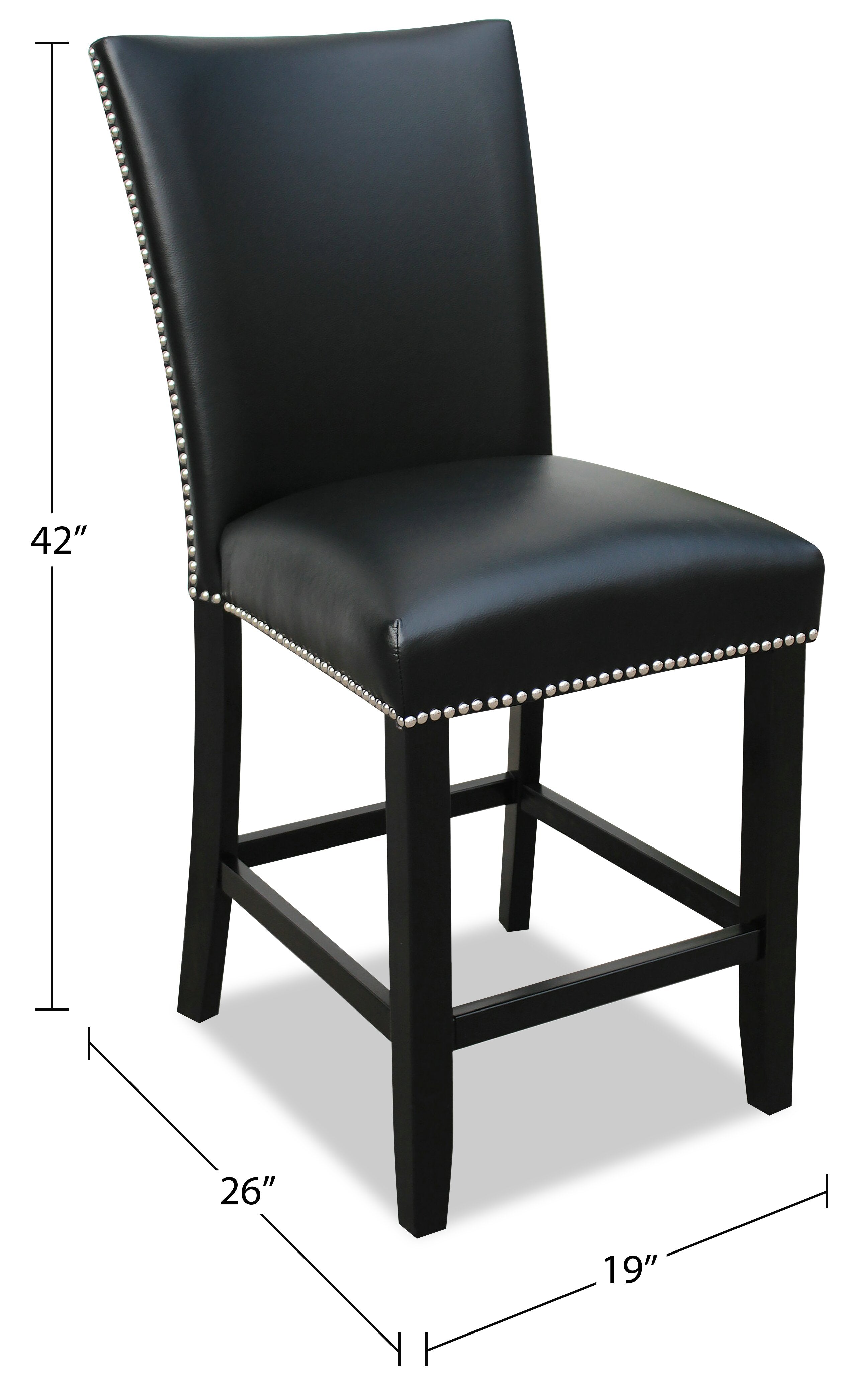 Cami Counter-Height Dining Chair with Vegan-Leather Fabric - Black | Chaise de salle à manger Cami de hauteur comptoir en tissu en similicuir - noire