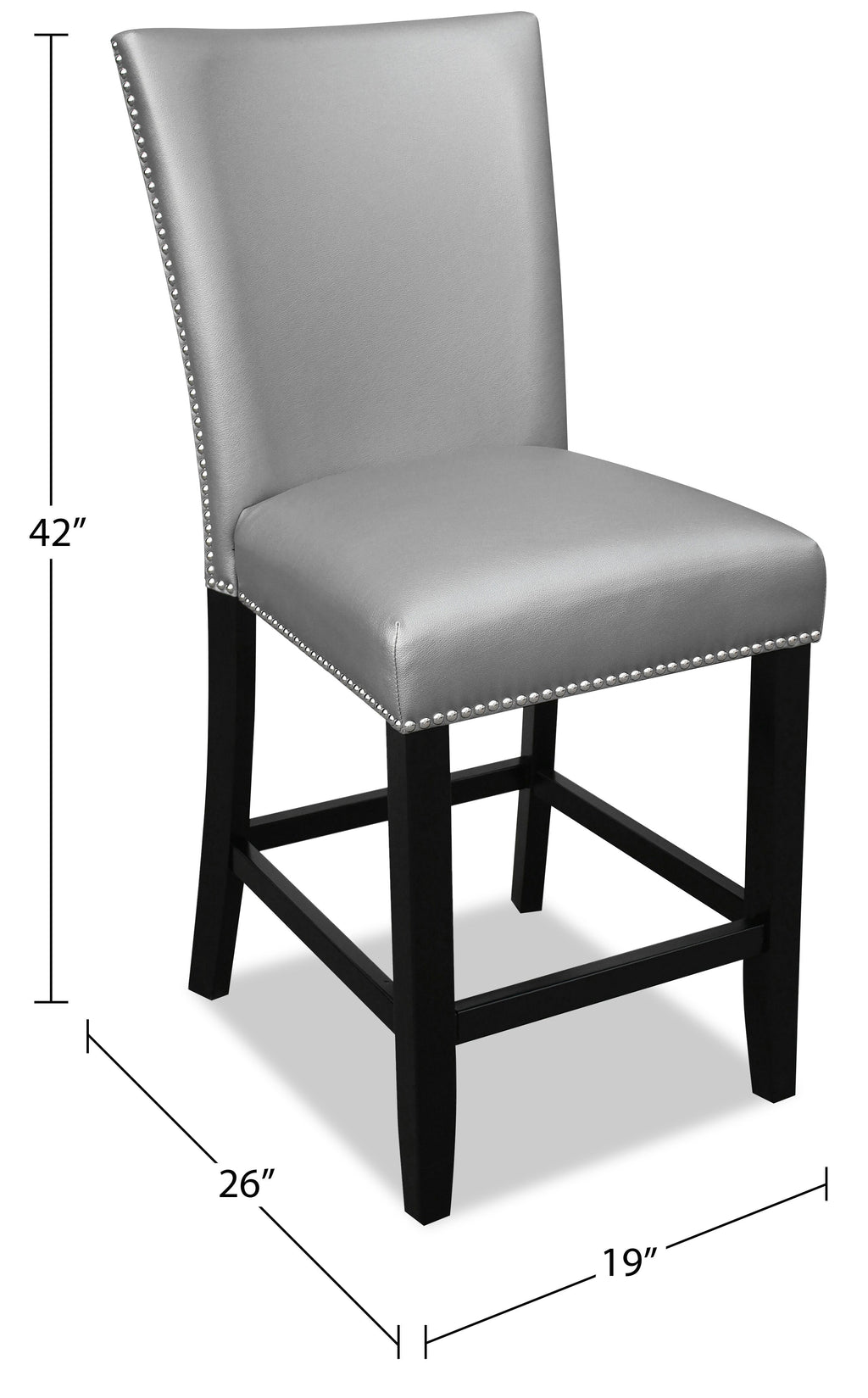 Cami Counter-Height Dining Chair with Vegan-Leather Fabric - Grey | Chaise de salle à manger Cami de hauteur comptoir en tissu en similicuir - grise