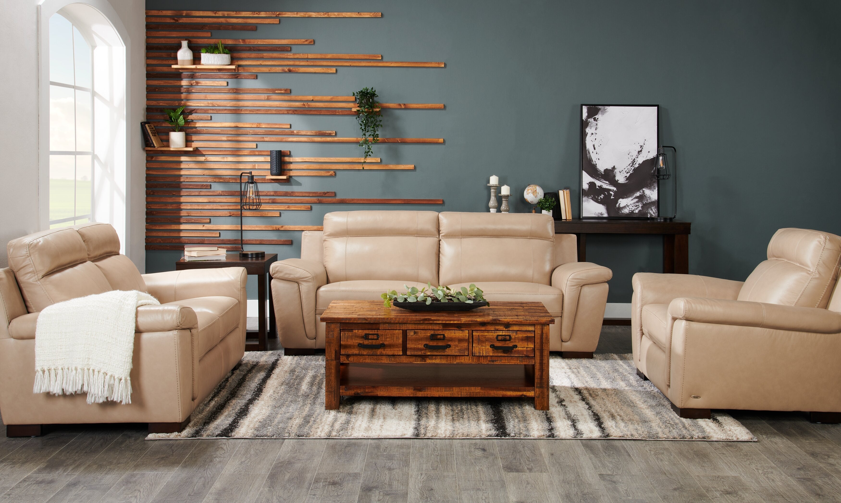 Casey 48" Rustic Coffee Table with Storage, Shelf and Casters - Brown Wood|Table à café rustique Casey de 48 po avec rangement, tablette et roulettes - bois brun