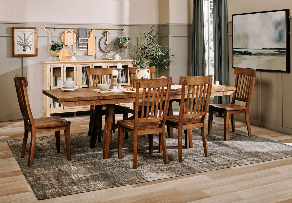 Cedar Dining Table, Pine Wood, Trestle-Base, 72.07"W - Brown | Table de salle à manger Cedar de 72,07 po (L) en pin avec base à tréteaux - brune