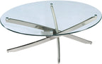 Zila 48" Modern Round Glass Top Coffee Table - Silver with Stainless Steel Base|Table à café ronde moderne Zila de 48 po avec dessus en verre - argentée avec base en acier inoxydable