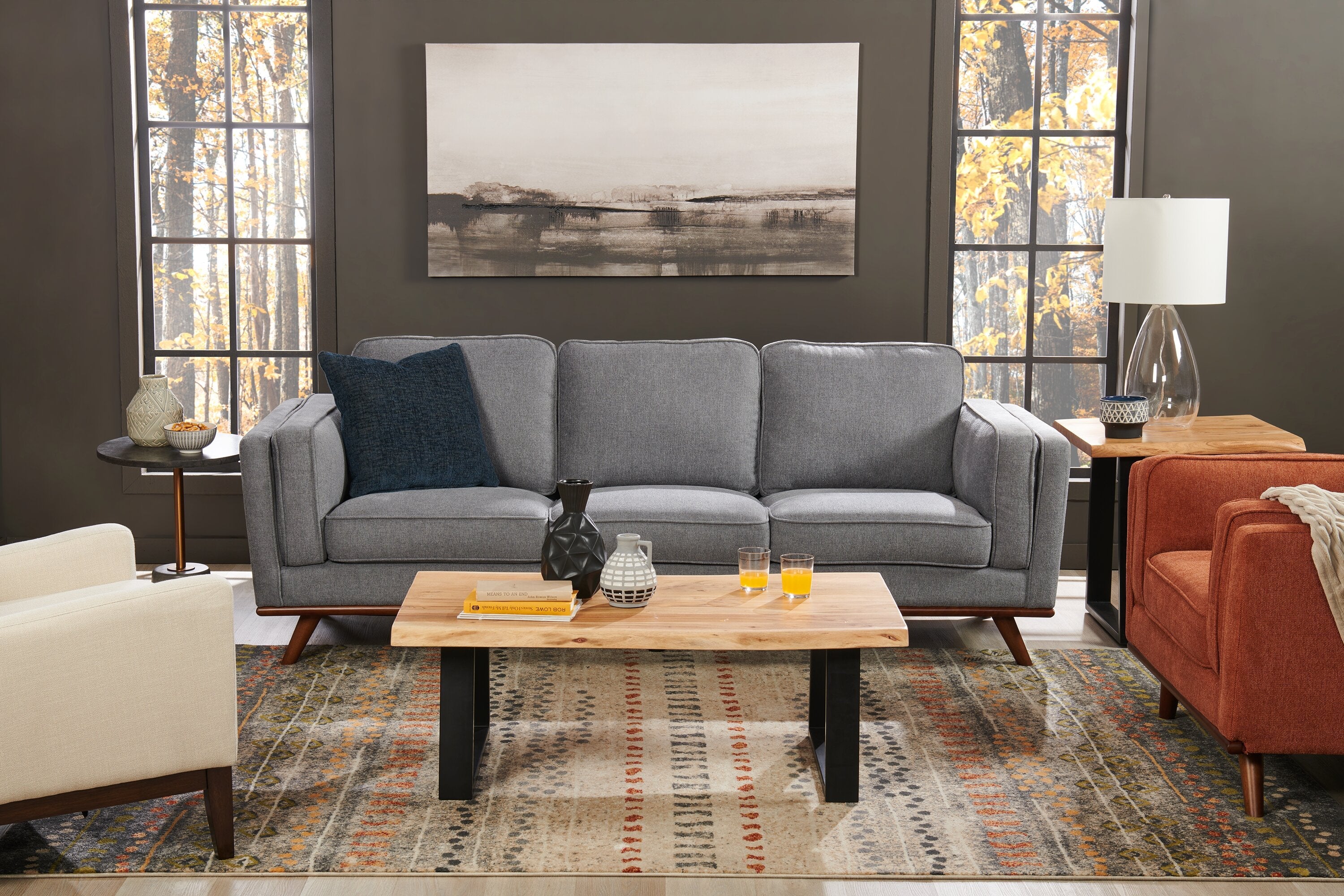 Agra 45" Rustic Coffee Table - Brown and Black with Iron Legs|Table à café rustique Agra de 45 po - brune et noire avec pattes en fer