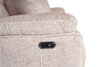 Made in Canada Dawson 87" Fabric Power Reclining Sofa with USB Port and Accent Pillows - Beige | Sofa à inclinaison électrique Dawson de 87 po fabriqué au Canada en tissu avec port USB et coussins décoratifs - beige
