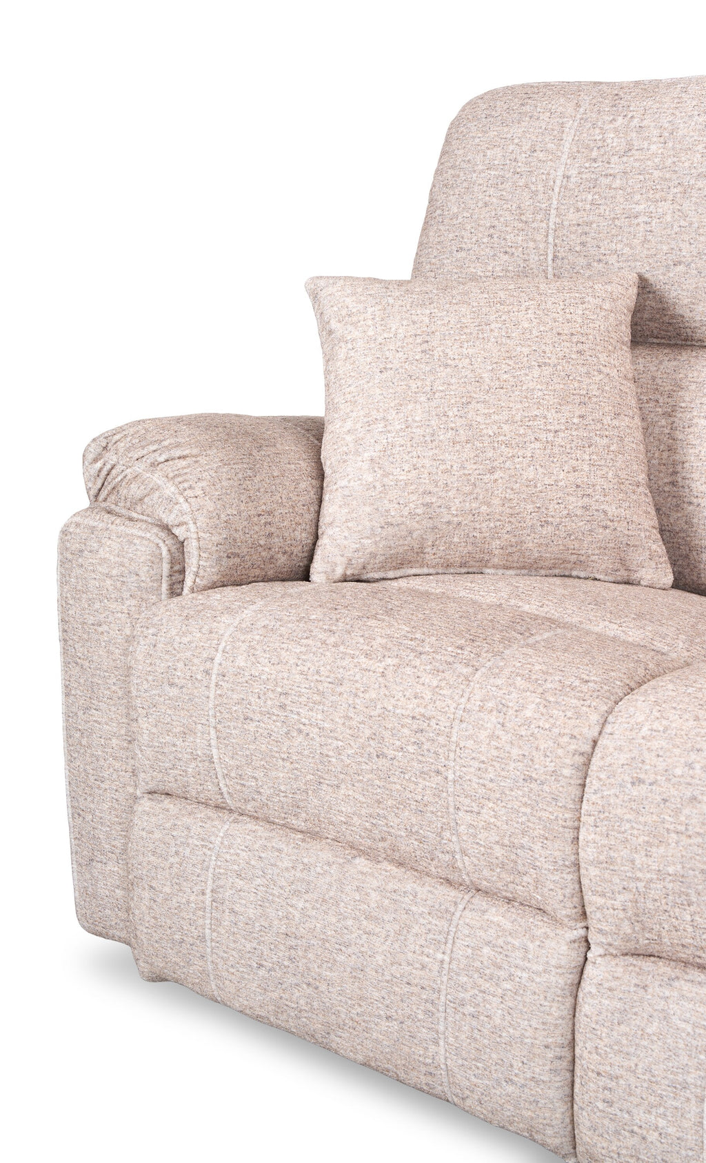 Made in Canada Dawson 87" Fabric Power Reclining Sofa with USB Port and Accent Pillows - Beige | Sofa à inclinaison électrique Dawson de 87 po fabriqué au Canada en tissu avec port USB et coussins décoratifs - beige