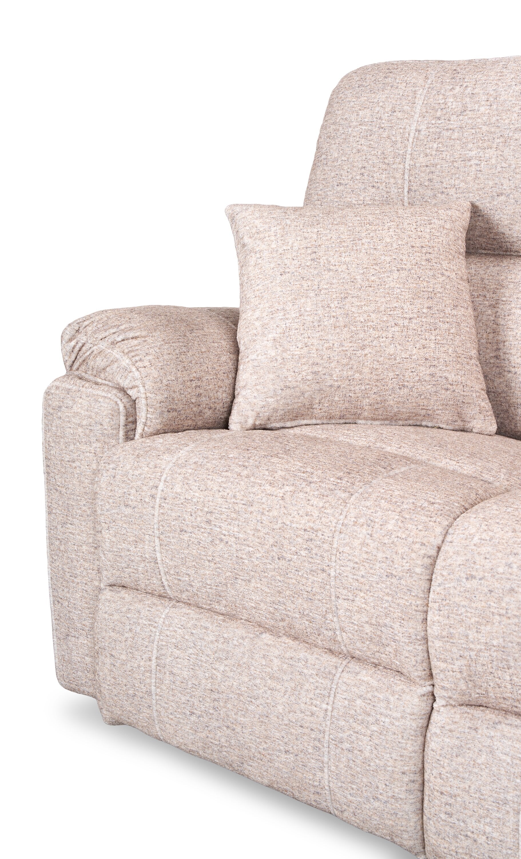 Made in Canada Dawson 87" Fabric Power Reclining Sofa with USB Port and Accent Pillows - Beige | Sofa à inclinaison électrique Dawson de 87 po fabriqué au Canada en tissu avec port USB et coussins décoratifs - beige