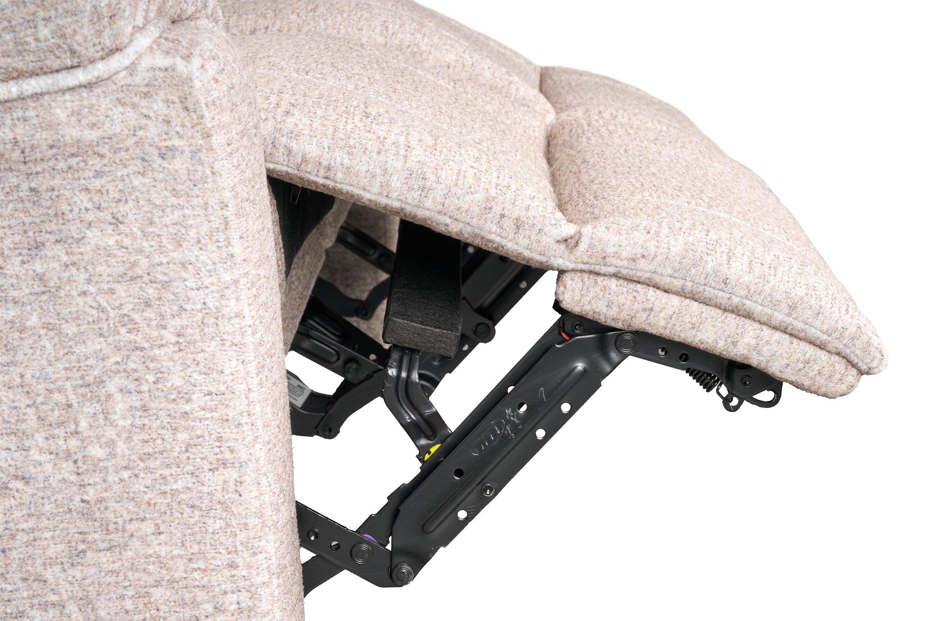 Made in Canada Dawson 87" Fabric Power Reclining Sofa with USB Port and Accent Pillows - Beige | Sofa à inclinaison électrique Dawson de 87 po fabriqué au Canada en tissu avec port USB et coussins décoratifs - beige