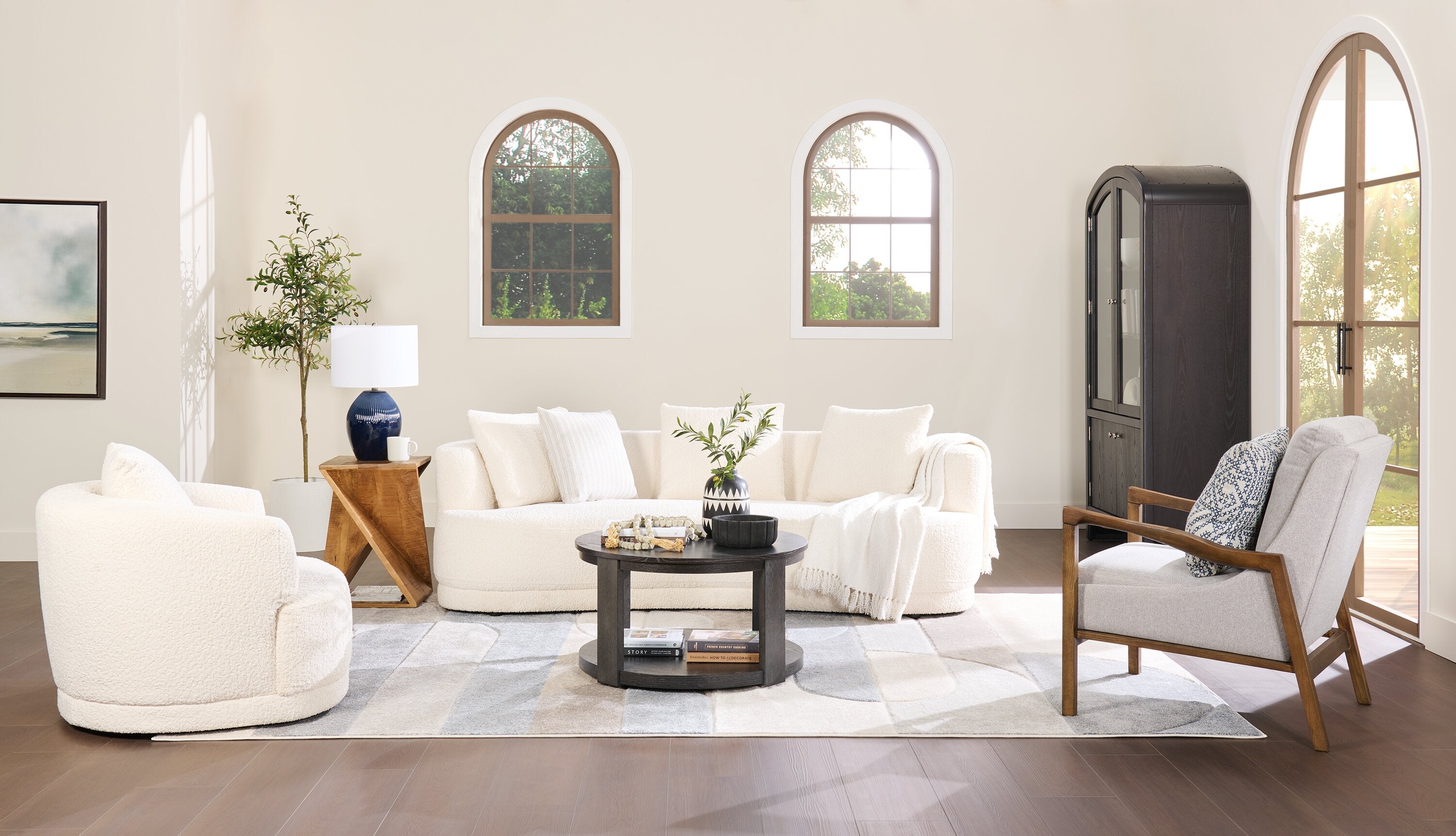 Declan 31.5" Modern Round Coffee Table with Shelf & Casters - Black | Table à café ronde Declan moderne de 31,5 po avec tablette - noire