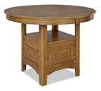 Dena Dining Table with 42-60"W Extension, Round  - Oak Brown | Table de salle à manger ronde Dena de 42 po à 60 po (L) avec rallonge - chêne brun