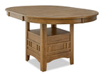 Dena Dining Table with 42-60"W Extension, Round  - Oak Brown | Table de salle à manger ronde Dena de 42 po à 60 po (L) avec rallonge - chêne brun
