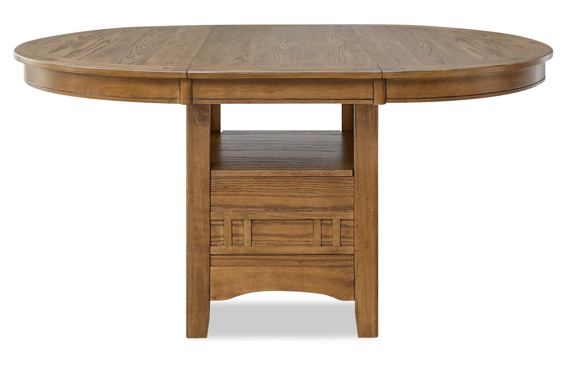Dena Dining Table with 42-60"W Extension, Round  - Oak Brown | Table de salle à manger ronde Dena de 42 po à 60 po (L) avec rallonge - chêne brun