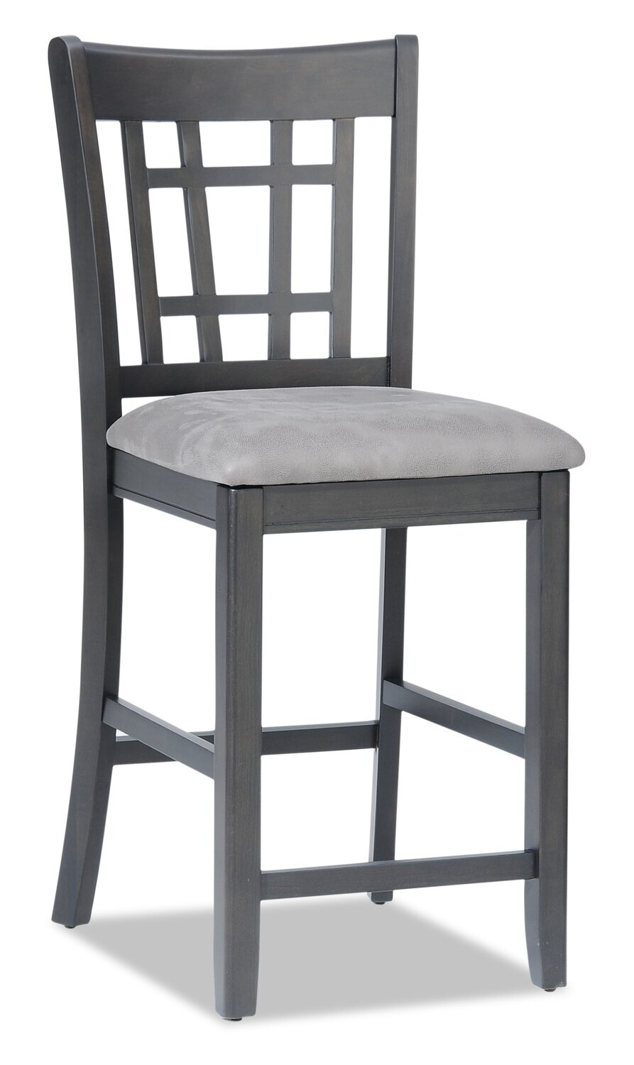 Dena Counter-Height Dining Chair with Vegan-Leather Fabric - Grey | Chaise de salle à manger Dena de hauteur comptoir en tissu de cuir végétalien - grise