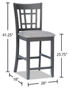 Dena Counter-Height Dining Chair with Vegan-Leather Fabric - Grey | Chaise de salle à manger Dena de hauteur comptoir en tissu de cuir végétalien - grise