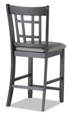 Dena Counter-Height Dining Chair with Vegan-Leather Fabric - Grey | Chaise de salle à manger Dena de hauteur comptoir en tissu de cuir végétalien - grise