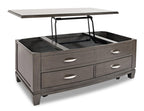 Downtown  48" Modern Lift Top Coffee Table with Storage and Casters - Grey Brown Wood|Table à café moderne Downtown de 48 po avec dessus relevable, rangement et roulettes - bois gris-brun