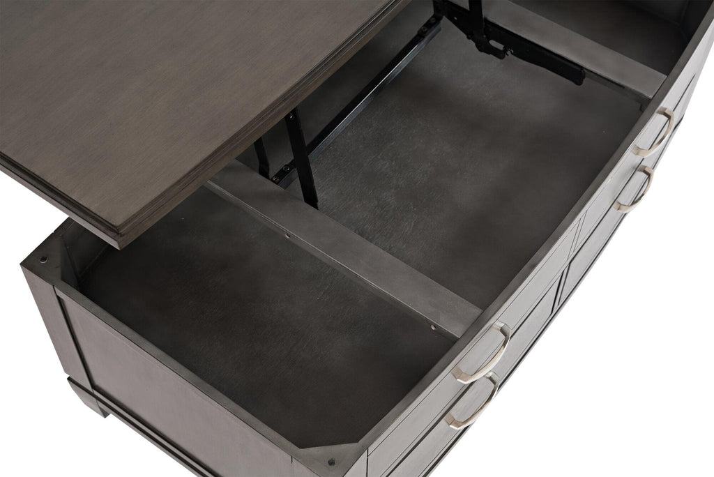Downtown  48" Modern Lift Top Coffee Table with Storage and Casters - Grey Brown Wood|Table à café moderne Downtown de 48 po avec dessus relevable, rangement et roulettes - bois gris-brun