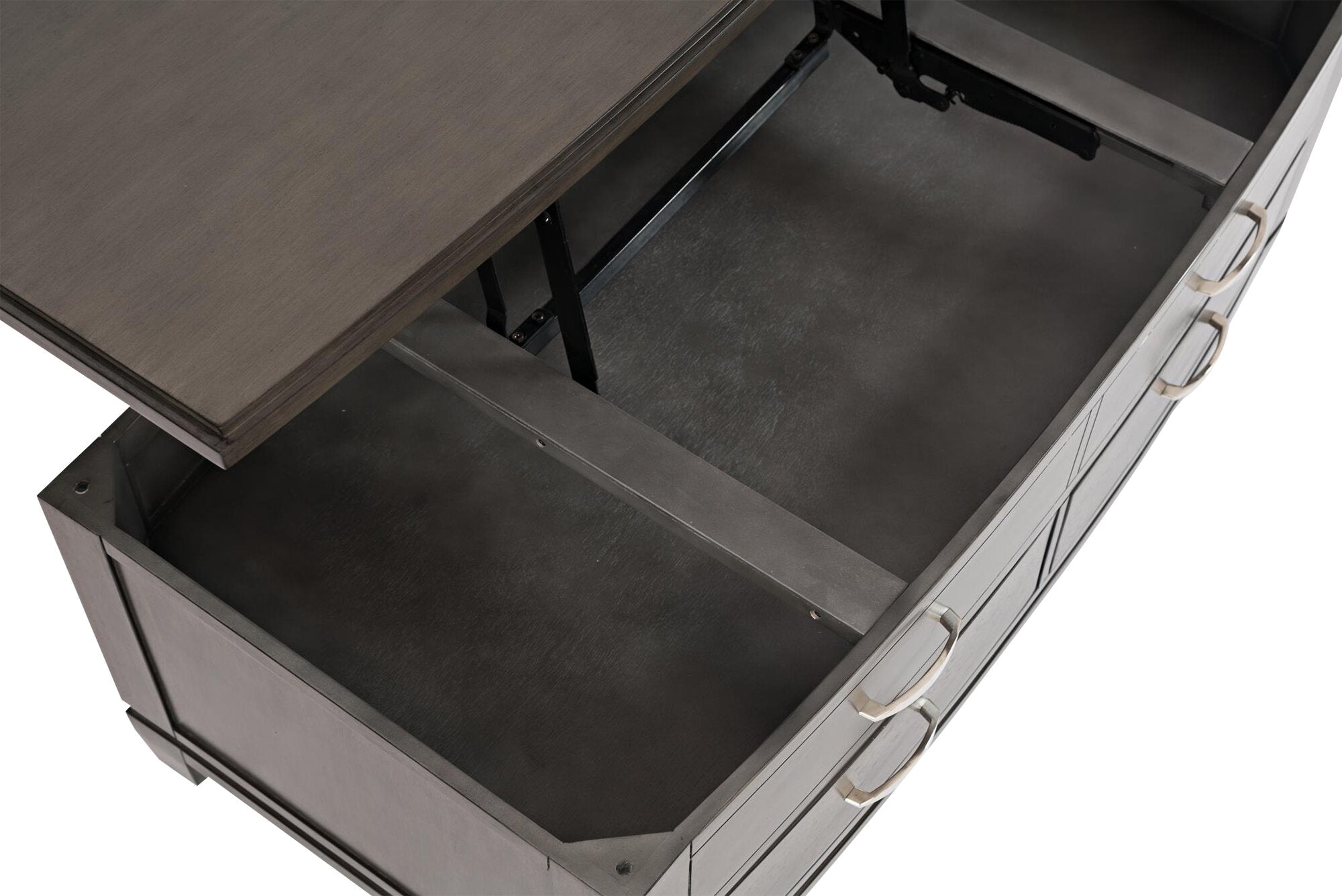 Downtown  48" Modern Lift Top Coffee Table with Storage and Casters - Grey Brown Wood|Table à café moderne Downtown de 48 po avec dessus relevable, rangement et roulettes - bois gris-brun
