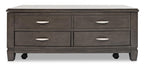 Downtown  48" Modern Lift Top Coffee Table with Storage and Casters - Grey Brown Wood|Table à café moderne Downtown de 48 po avec dessus relevable, rangement et roulettes - bois gris-brun