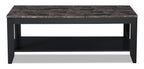 Roma  47.5" 3-Pack Coffee + 2 End Tables with Shelf - Black Marble Look |Ensemble 3 tables Roma de 47,5 po (table à café et 2 tables de bout) avec tablette - imitation de marbre noir