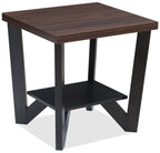 Arika 47.5" Modern 3-Pack Coffee + 2 End Tables with Shelf - Dark Walnut annd Black |Ensemble 3 tables modernes Arika de 47,5 po (table à café et 2 tables de bout) avec tablette - noyer foncé et noir