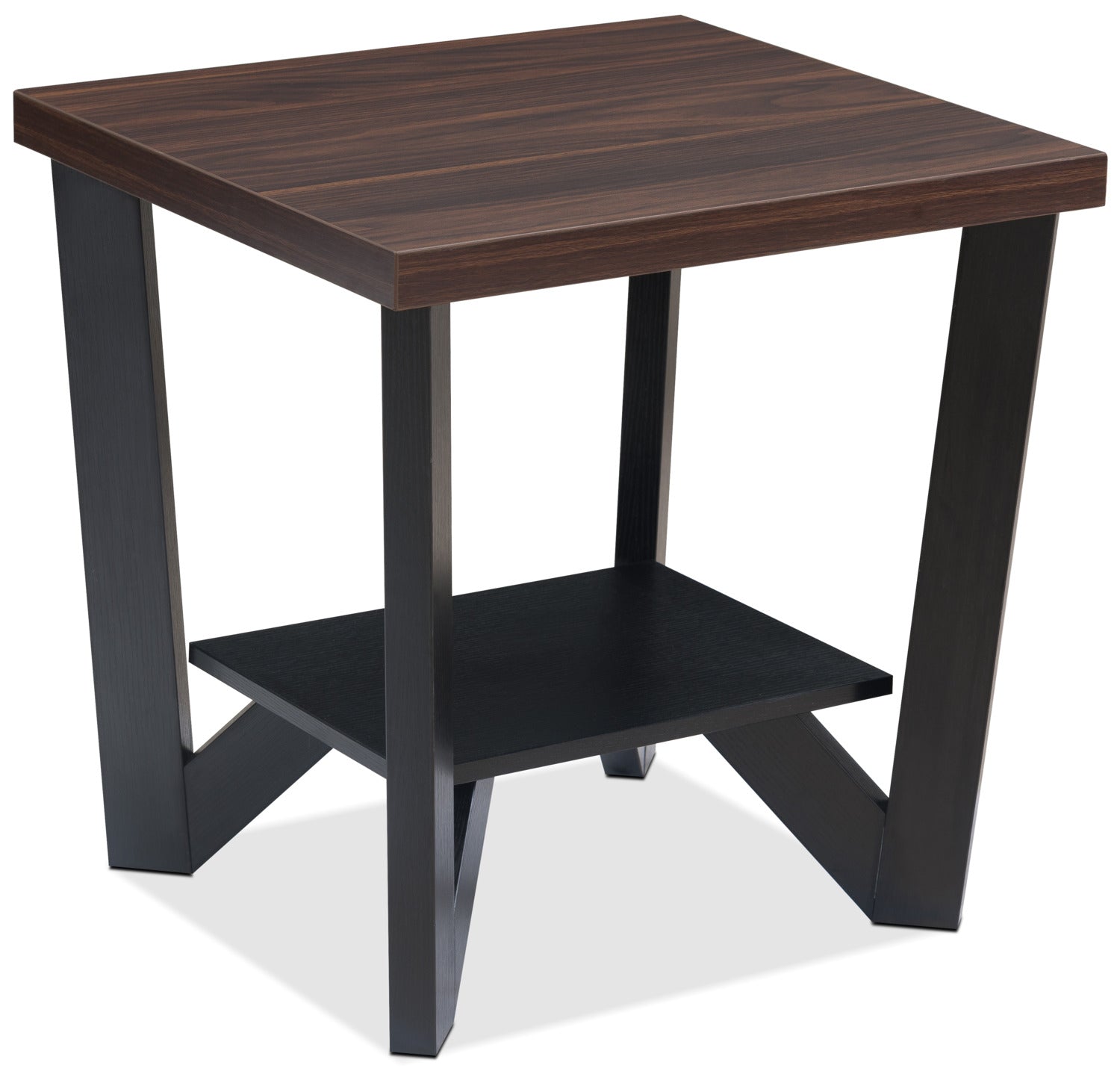 Arika 47.5" Modern 3-Pack Coffee + 2 End Tables with Shelf - Dark Walnut annd Black |Ensemble 3 tables modernes Arika de 47,5 po (table à café et 2 tables de bout) avec tablette - noyer foncé et noir