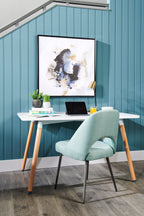 Elijah Dining Chair with Linen-Look Fabric, Metal - Aqua | Chaise de salle à manger Elijah en tissu d’apparence lin et en métal - turquoise