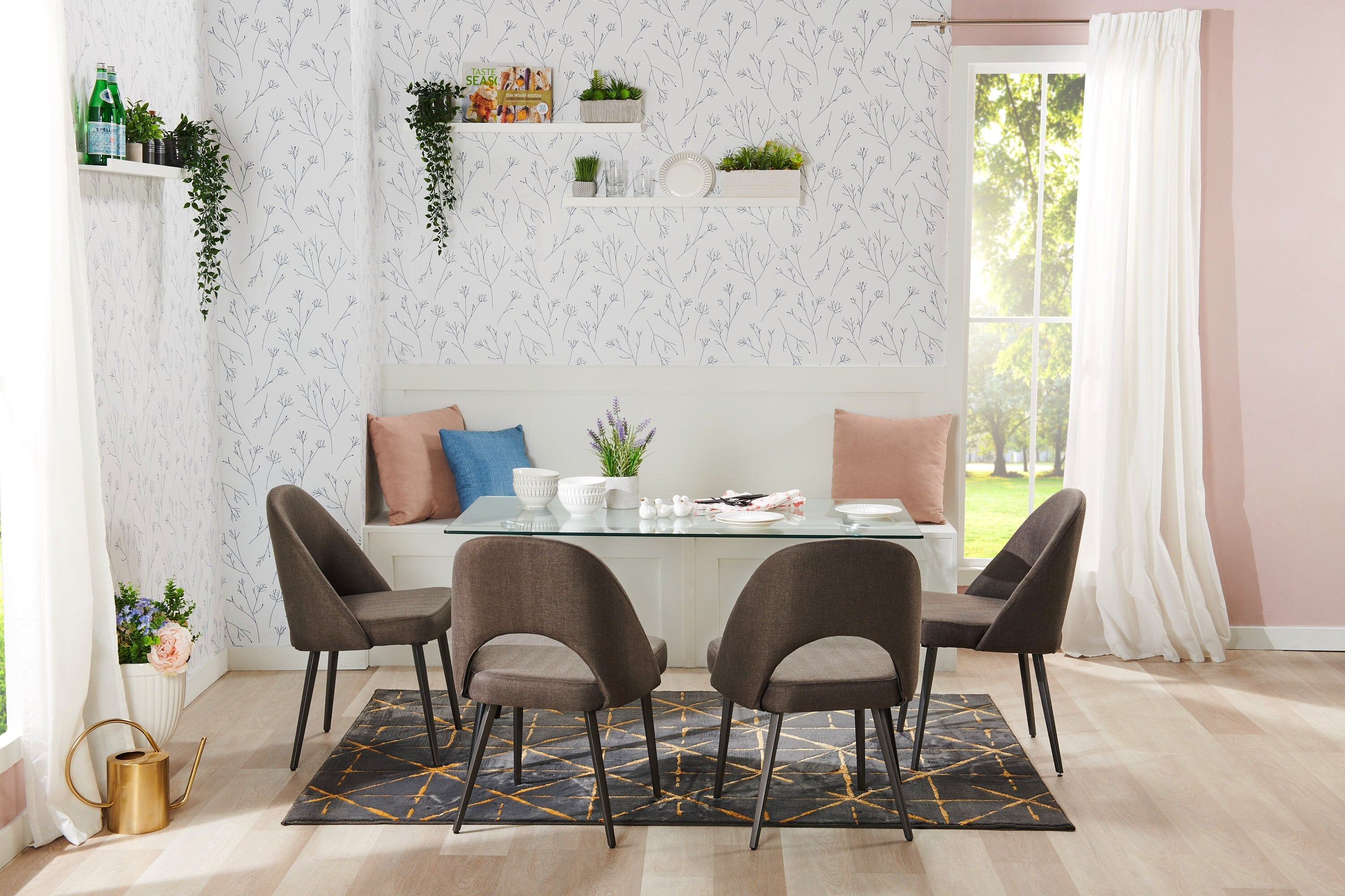 Elijah Dining Chair with Linen-Look Fabric, Metal - Grey | Chaise de salle à manger Elijah en tissu d’apparence lin et en métal - grise