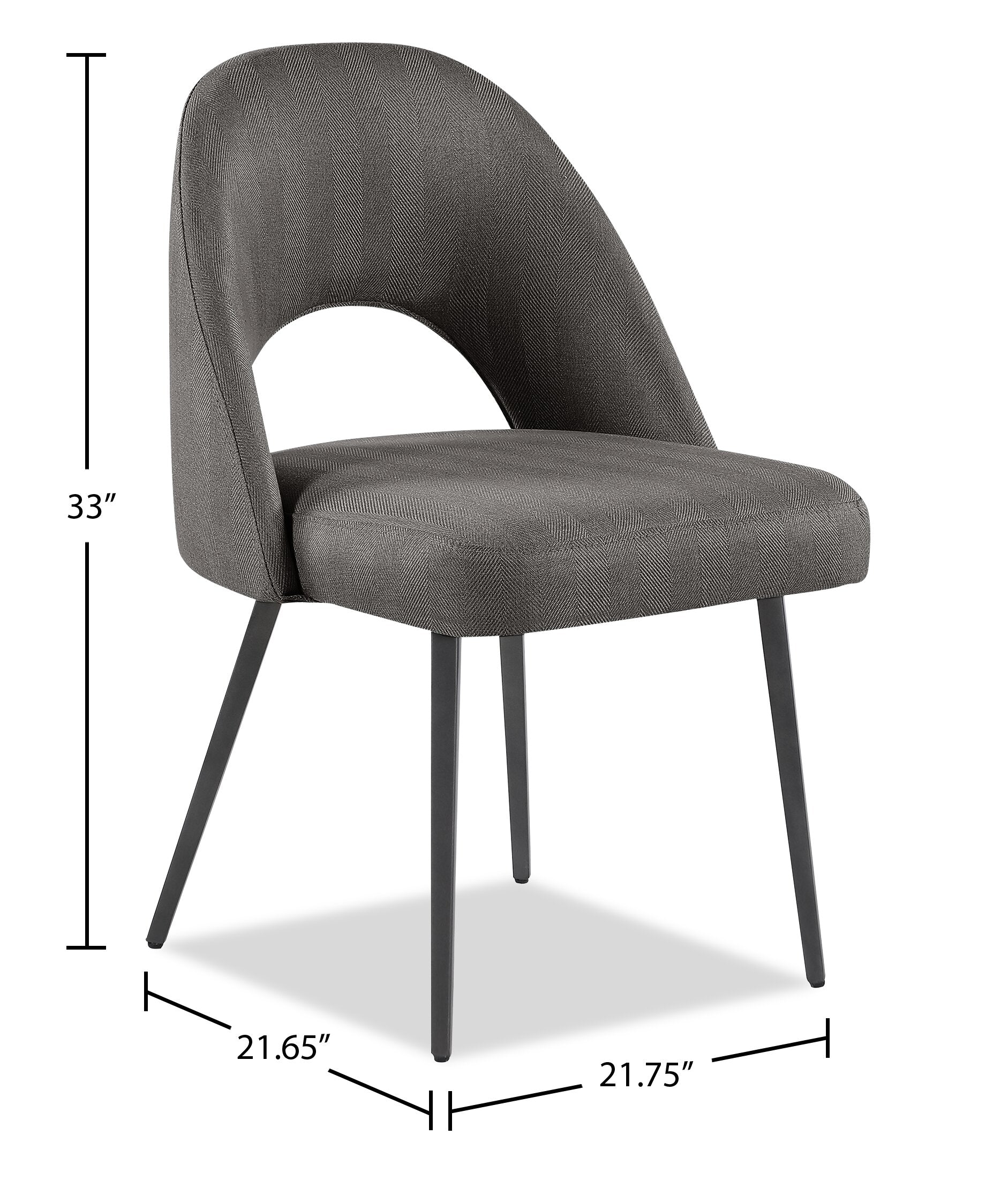 Elijah Dining Chair with Linen-Look Fabric, Metal - Grey | Chaise de salle à manger Elijah en tissu d’apparence lin et en métal - grise