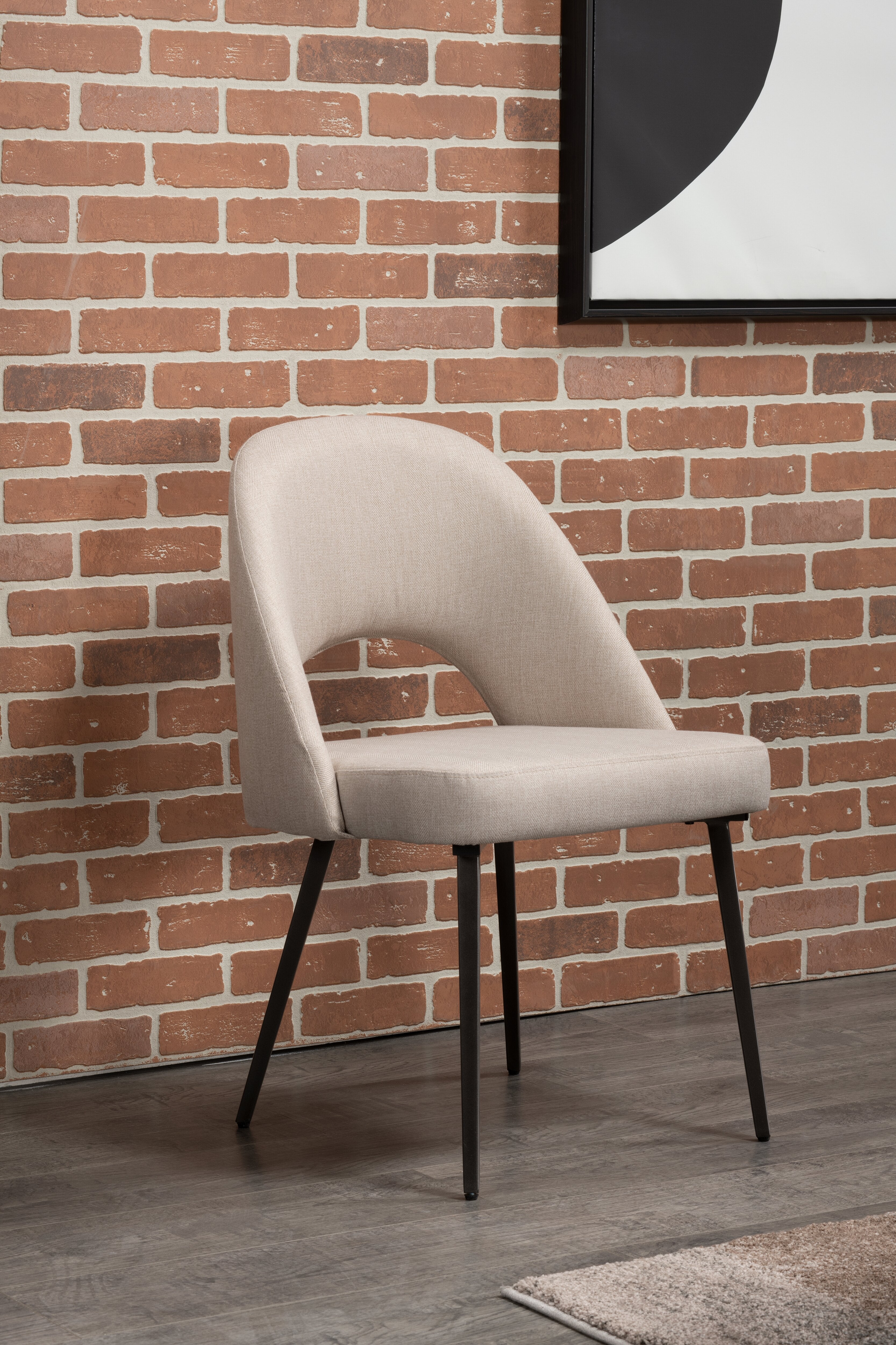 Elijah Dining Chair with Linen-Look Fabric, Metal - Taupe | Chaise de salle à manger Elijah en tissu d’apparence lin et en métal - taupe