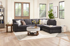 Elroy 33" Rustic Round Lift Top Coffee Table With Storage, Shelf and Casters - Brown and Grey with Fabric Edge|Table à café ronde rustique Elroy de 33 po avec dessus relevable, rangement, tablette et roulettes - brune et grise avec bordure en tissu