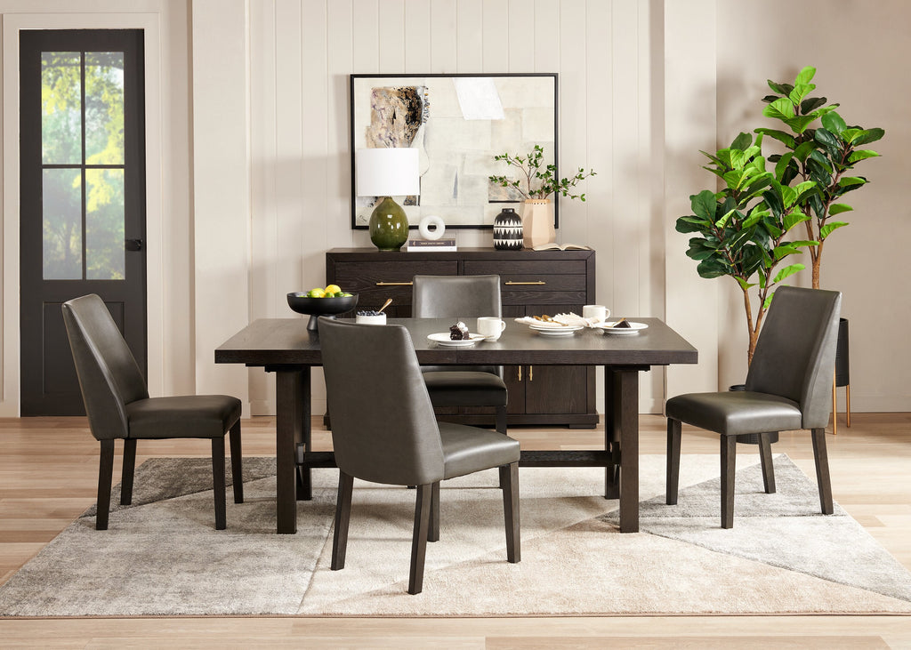 Emery Dining Chair with Vegan-Leather Fabric - Brown | Chaise de salle à manger Emery en tissu de cuir végétalien - brune