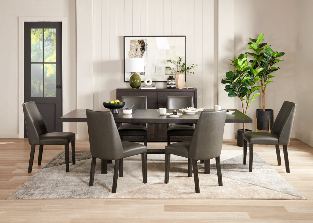 Emery Dining Chair with Vegan-Leather Fabric - Brown | Chaise de salle à manger Emery en tissu de cuir végétalien - brune