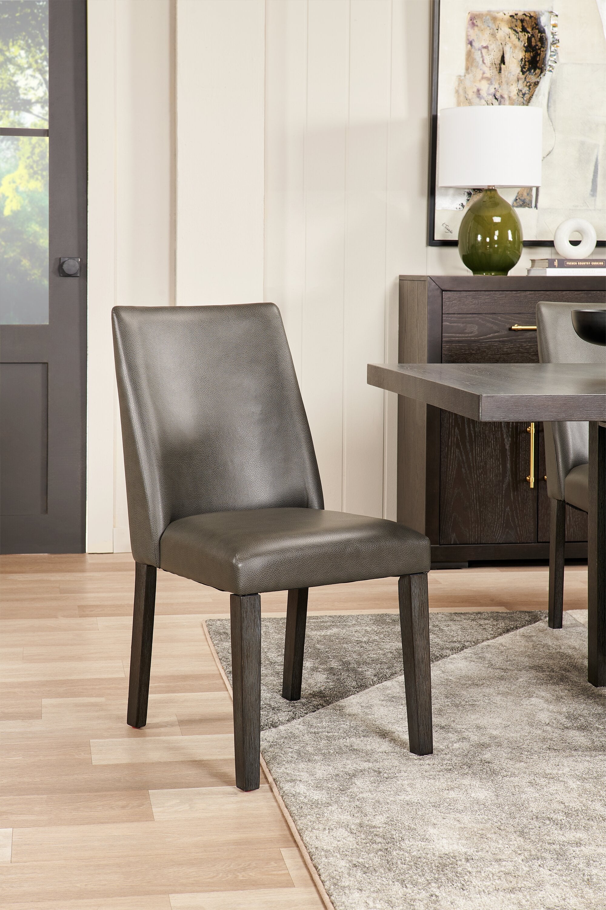 Emery Dining Chair with Vegan-Leather Fabric - Brown | Chaise de salle à manger Emery en tissu de cuir végétalien - brune