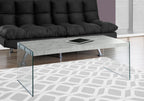 Yonah 44" Modern Coffee Table - Cement Grey with Glass Legs|Table à café moderne Yonah de 44 po - gris ciment avec pattes en verre